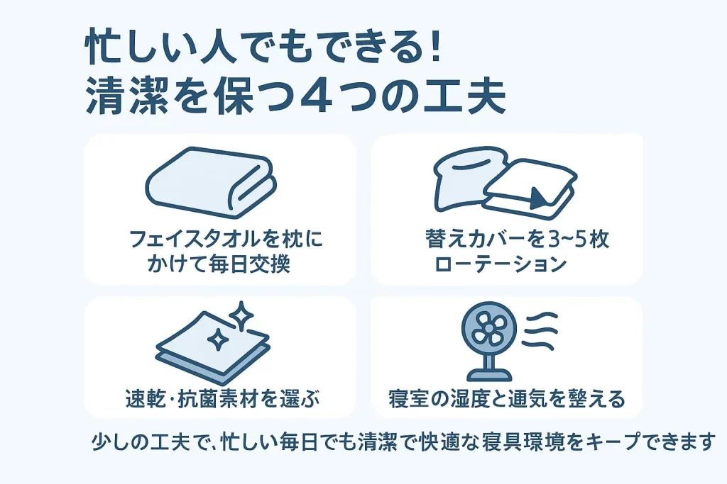 忙しくても清潔をキープ！頻繁に洗えない人の工夫術