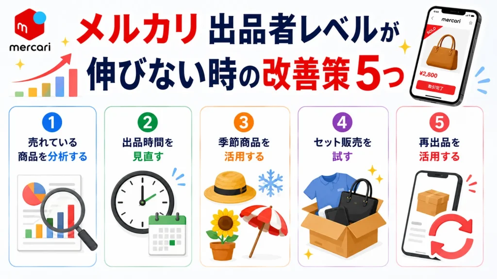 メルカリの出品者レベルが伸びない時の改善策５つ
