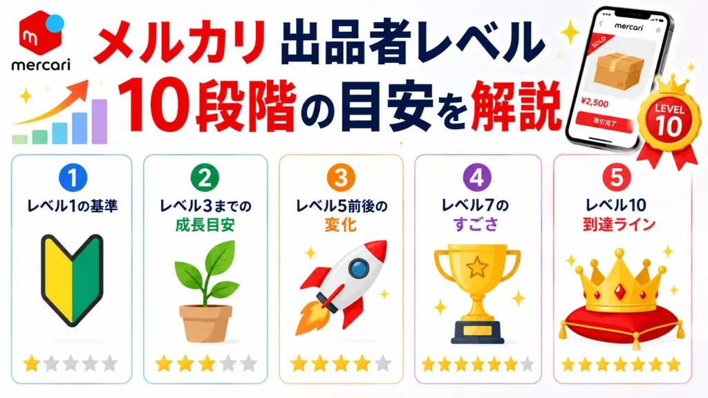 メルカリの出品者レベル10段階の目安を解説