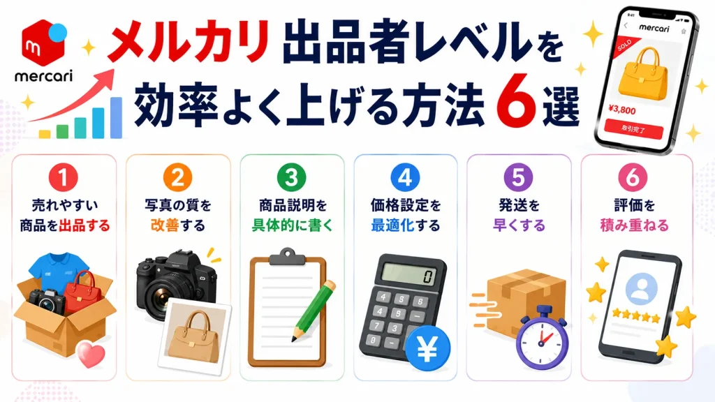 メルカリの出品者レベルを効率よく上げる方法６選