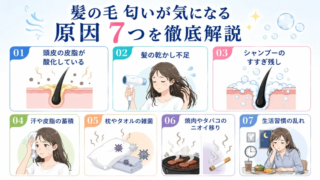 髪の毛 匂いが気になる原因7つを徹底解説