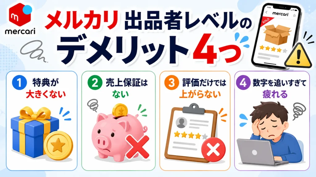 メルカリの出品者レベルのデメリット４つ