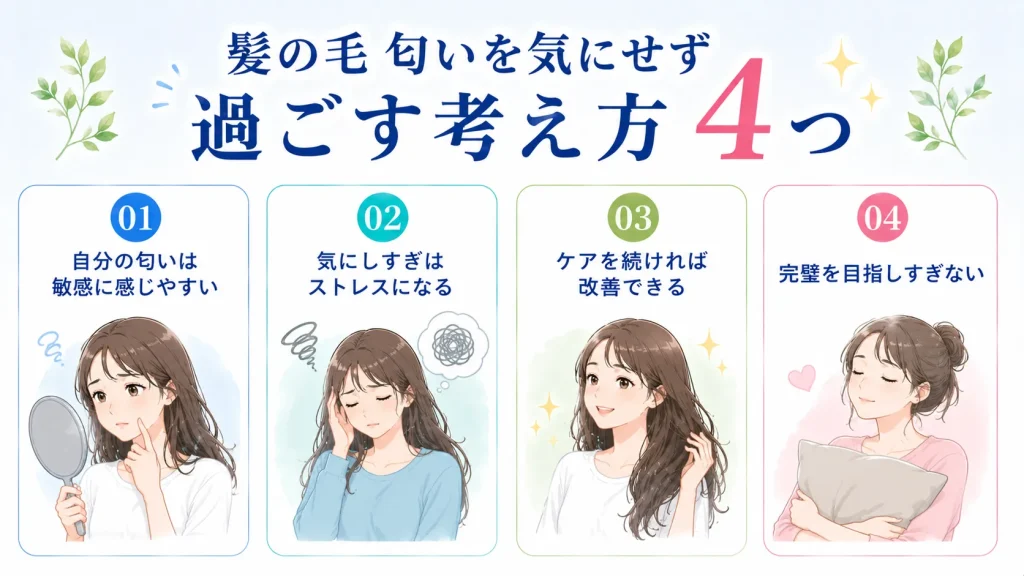 髪の毛 匂いを気にせず過ごす考え方4つ